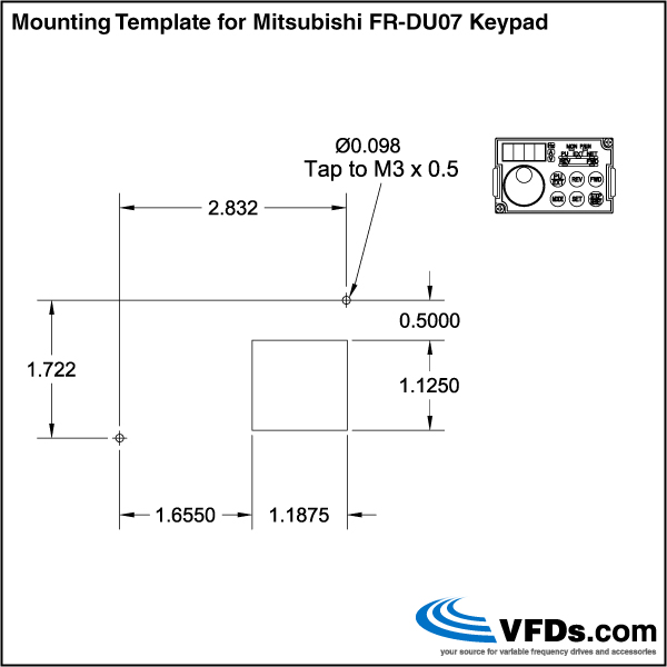 Mitsubishi DU07 Keypad Mounting Template